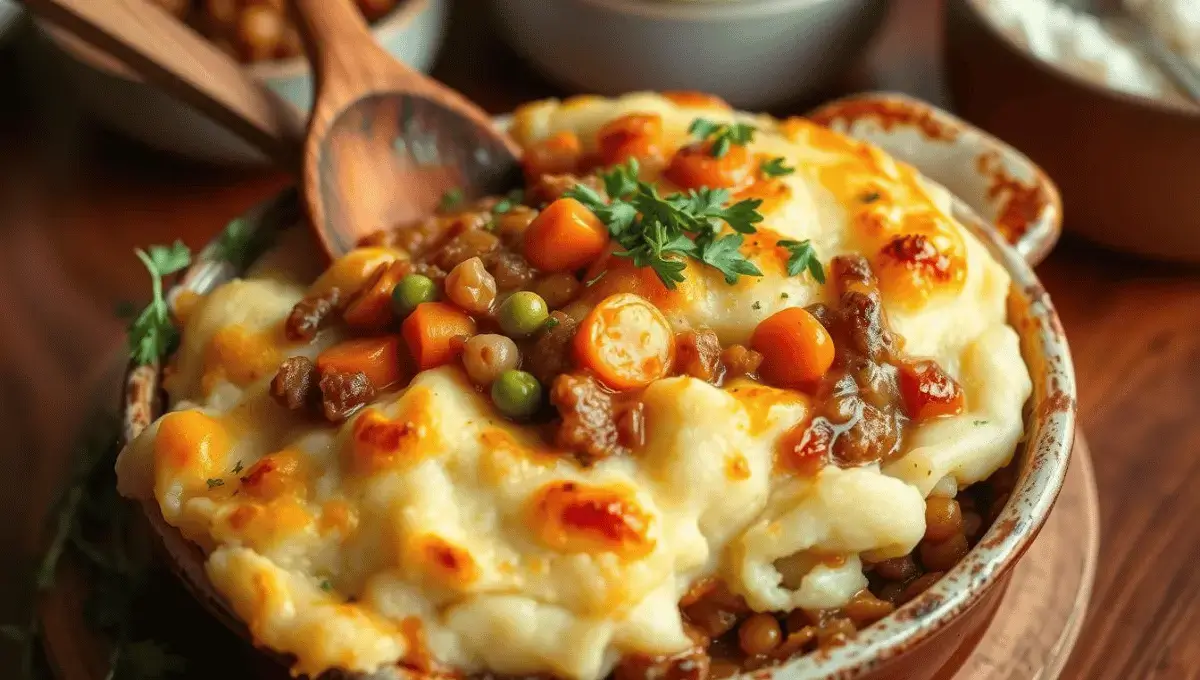 Vegan Shepherd's Pie with Savory Mashed Potatoes